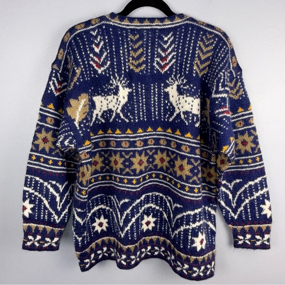 Vintage Dale Of Norway Sweater Cardigan Men’s M Blue Wool Norwegian Deer - Picture 6 of 7